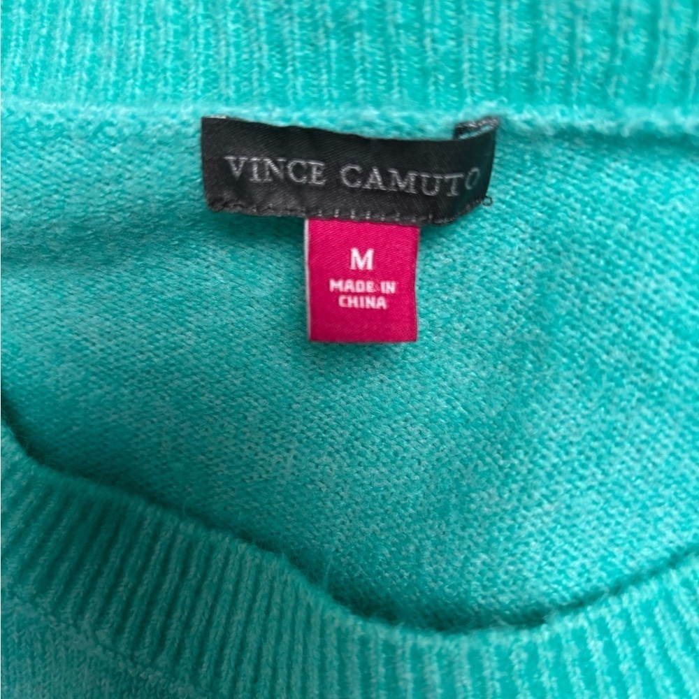 Vince Camuto Aqua Sweater Crew Neck Puff Sleeve Raglan Size M Sold Out! MSRP $79 - Picture 2 of 3